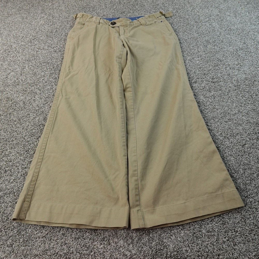 American Eagle‎ Pants Womens 12 Brown Beige Chino Trouser Wide Leg Flare Stretch